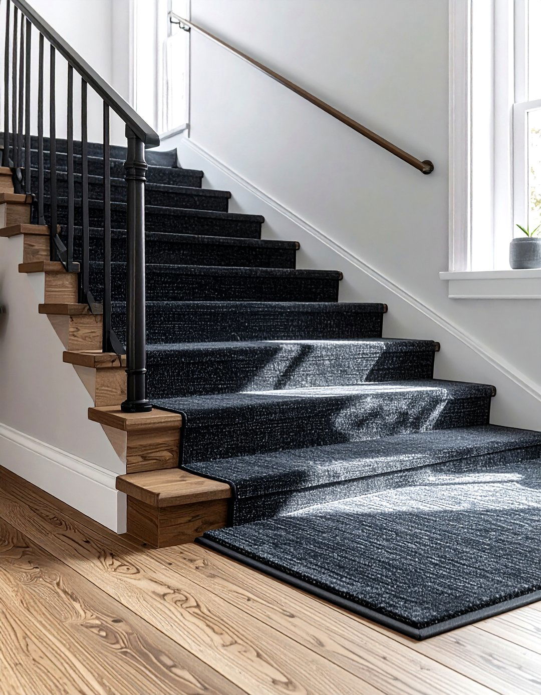 Charcoal Gray Stair Runner - 30 stair runner ideas