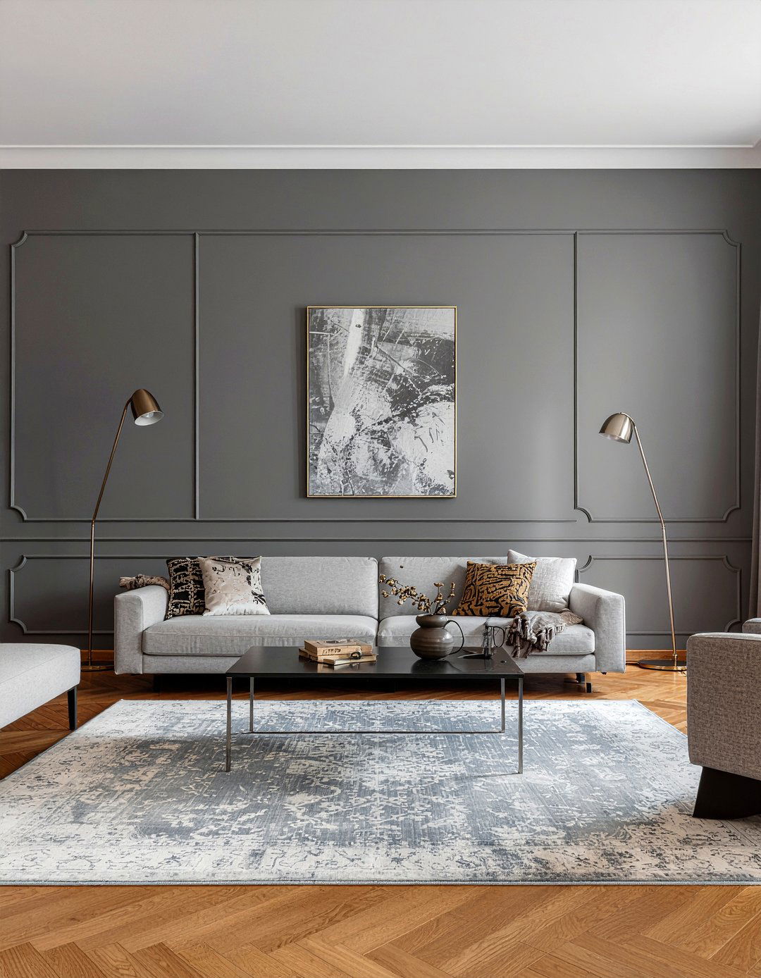 Charcoal Gray Walls - 30 masculine living room ideas