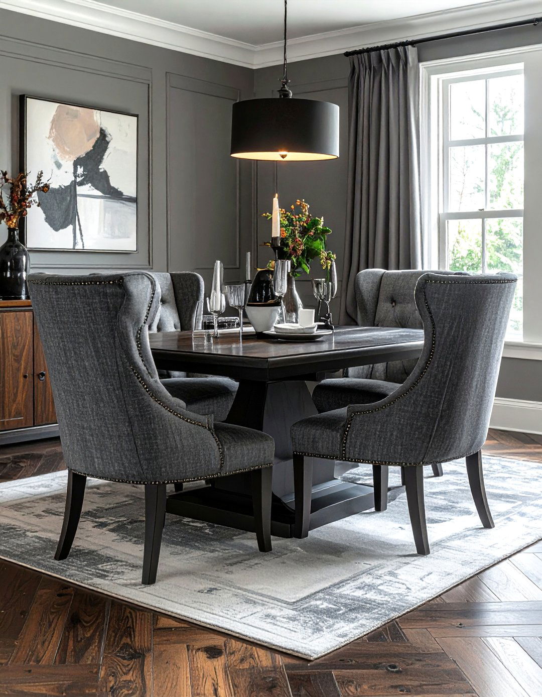 Charcoal Gray Wingback Chairs - 30 gray dining room furniture ideas