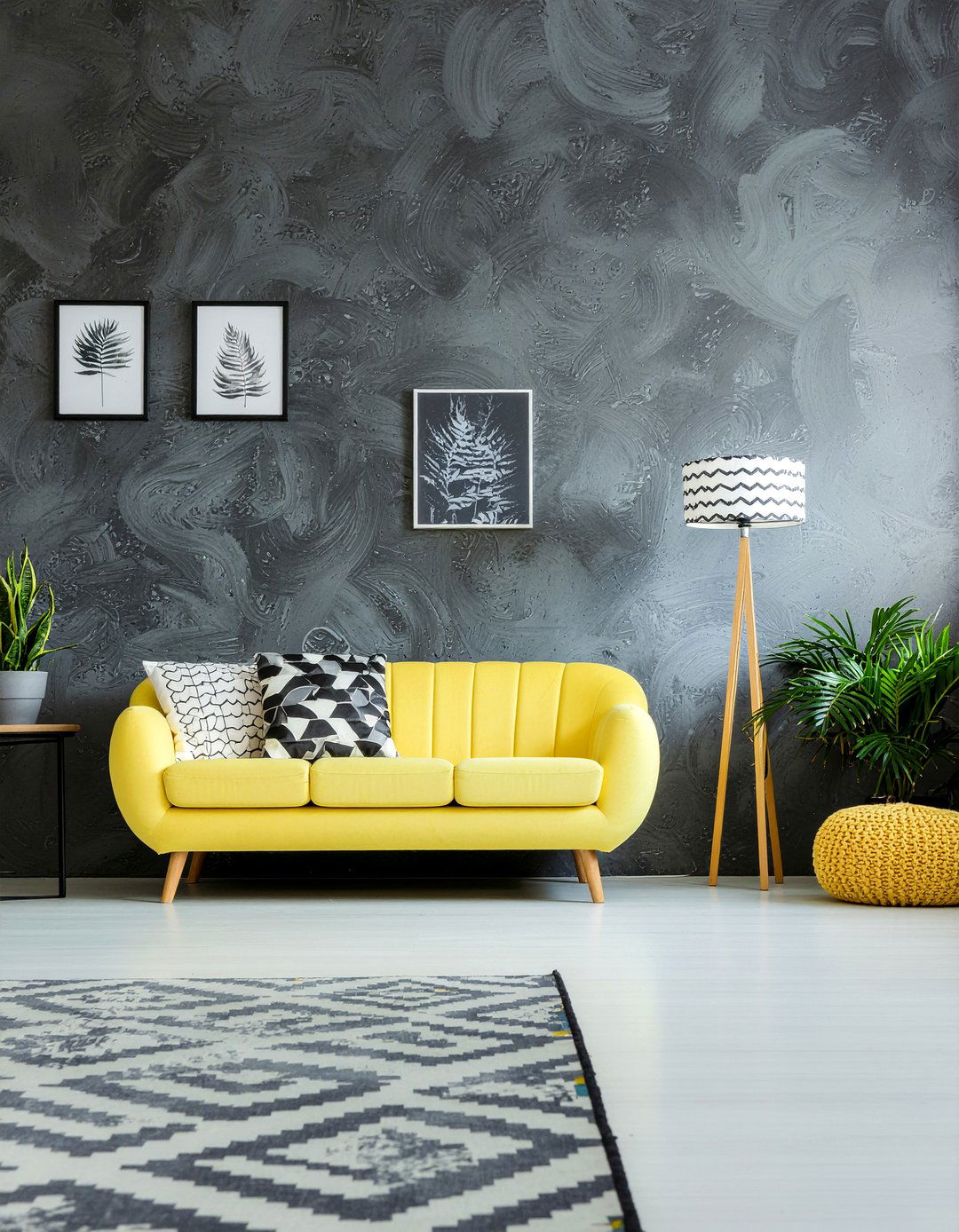 Charcoal Grey And Yellow Living Room - 30 bold color living room ideas