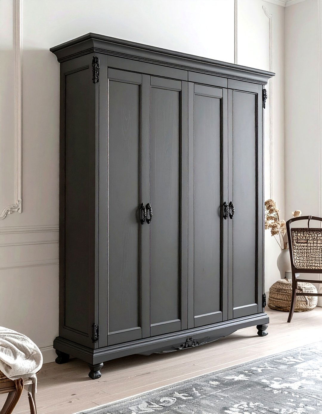 Charcoal Grey Armoire - 30 gray bedroom furniture ideas