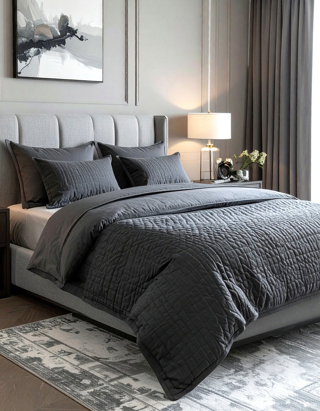 Charcoal Grey Bedding Set - 30 dark decor ideas