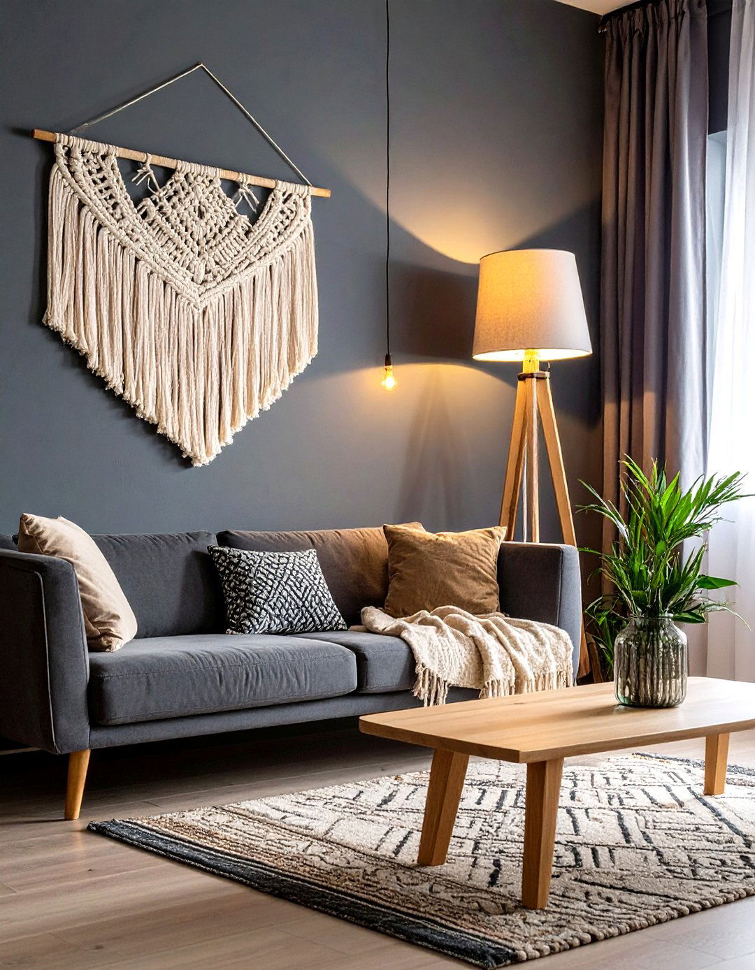 Charcoal Grey Bohemian Living Room - 30 bohemian grey living room ideas