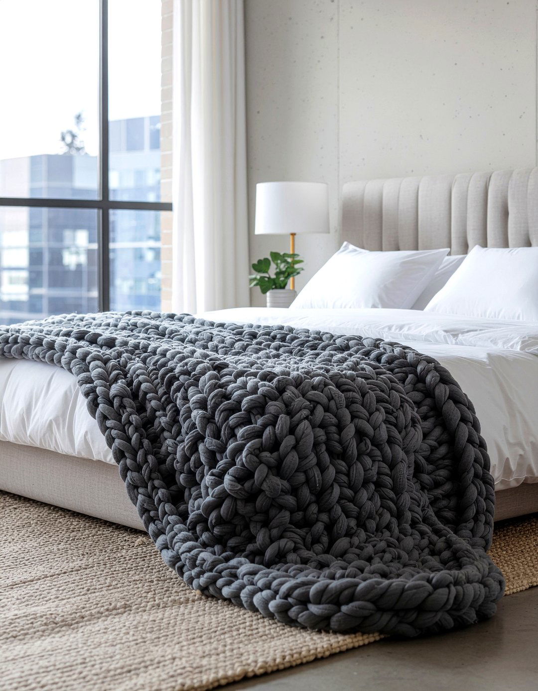 Charcoal Grey Chunky Throw - 30 bedroom chunky knit throws