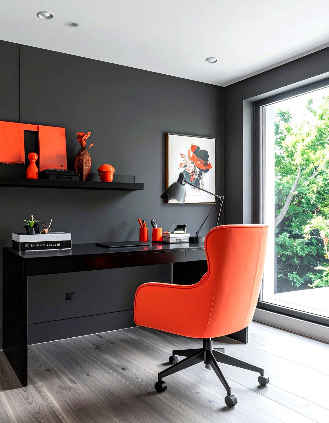 Charcoal Grey Coral Accent Room - 30 cool color scheme ideas