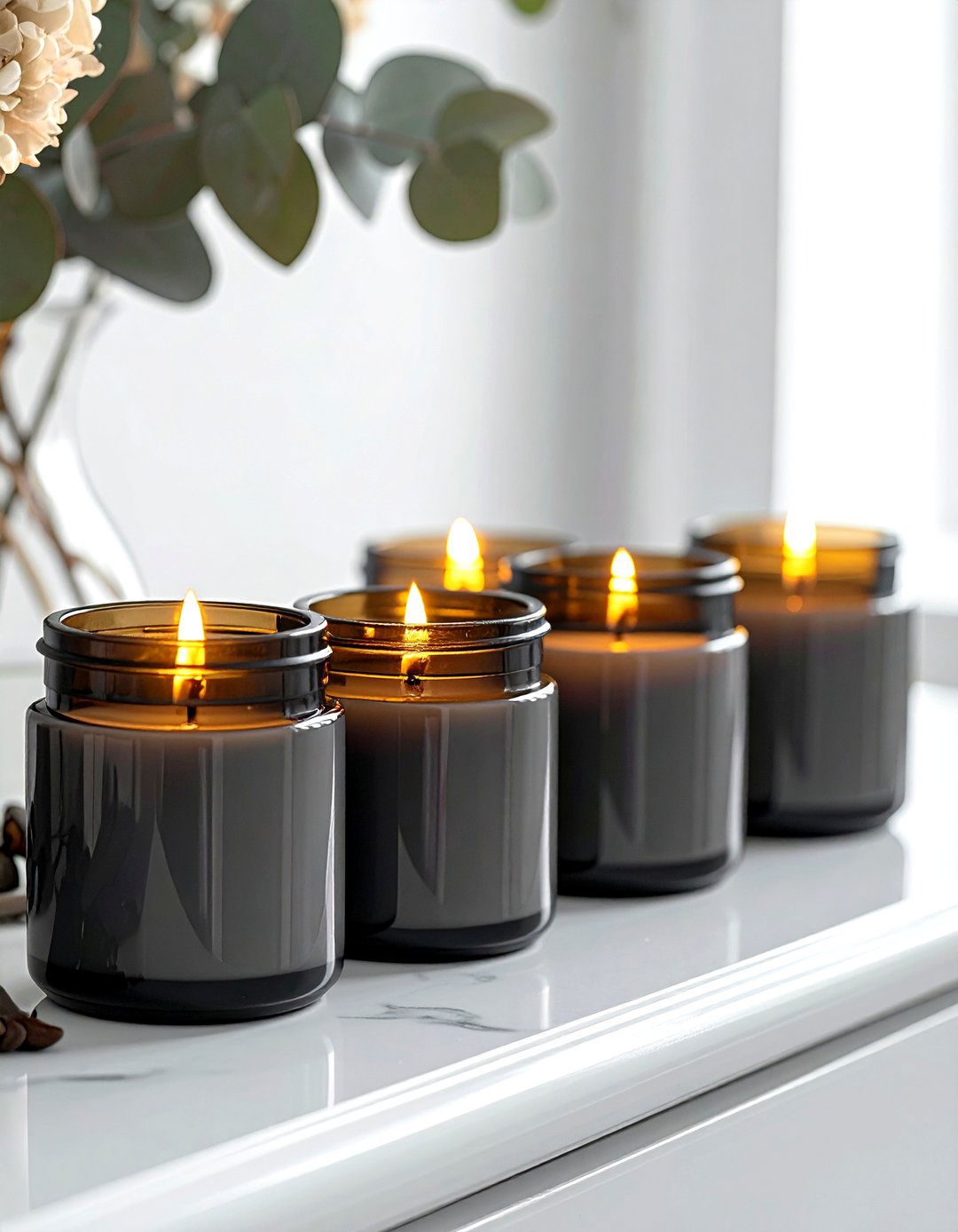 Charcoal Grey Scented Candles - 30 grey bathroom accessories ideas
