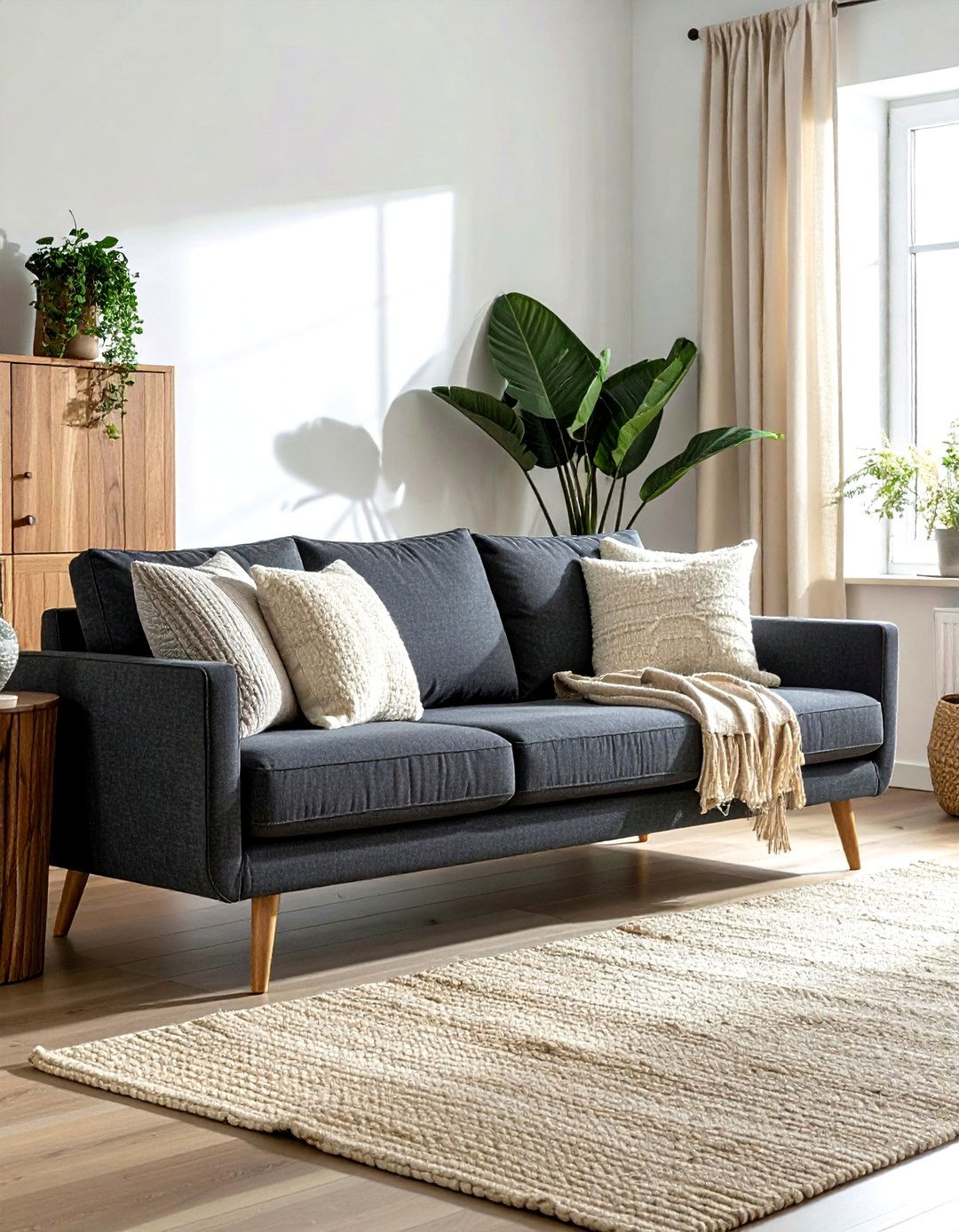 Charcoal Grey Sofa - 30 scandinavian grey living room ideas