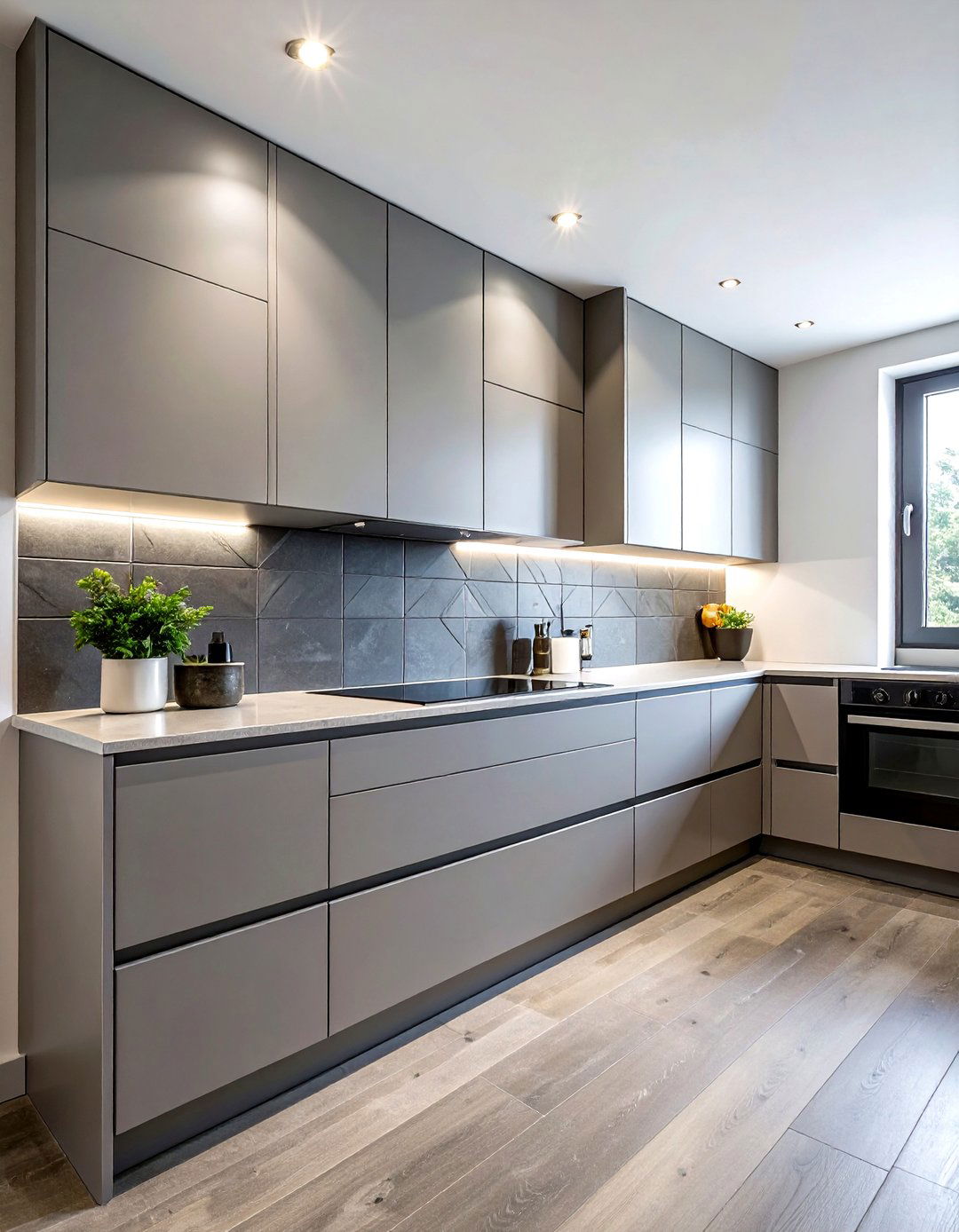 Charcoal Grey Vertical Tile - 30 stacked tile kitchen backsplash ideas