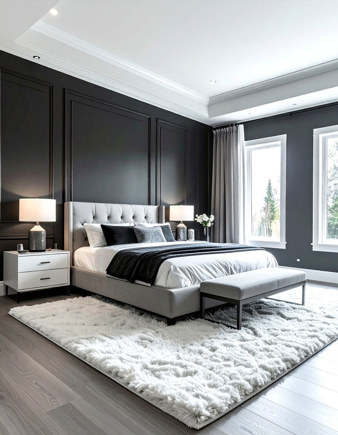 Charcoal Grey White Bedroom - 30 grey and white bedroom ideas