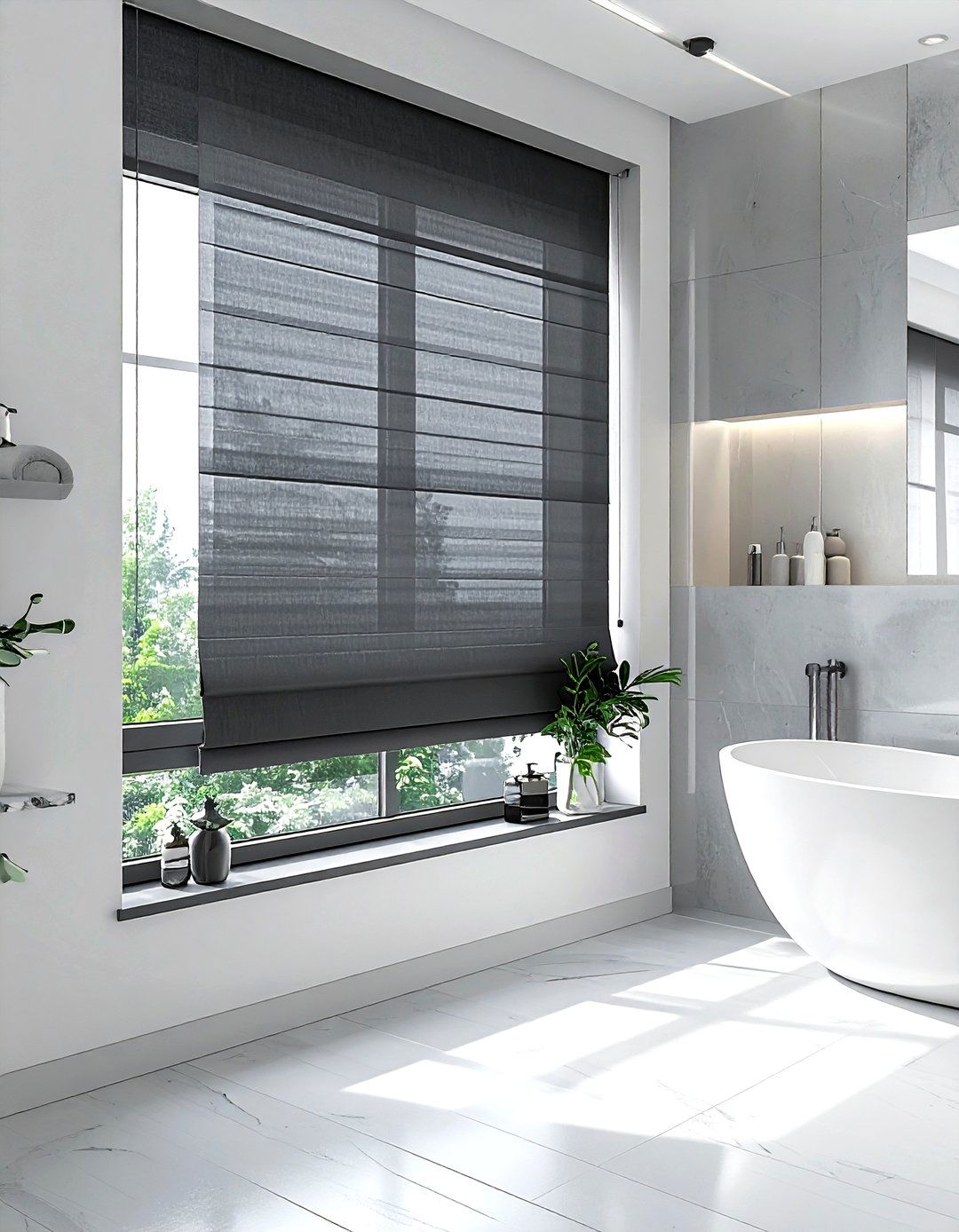 Charcoal Grey Window Blinds - 30 grey bathroom accessories ideas
