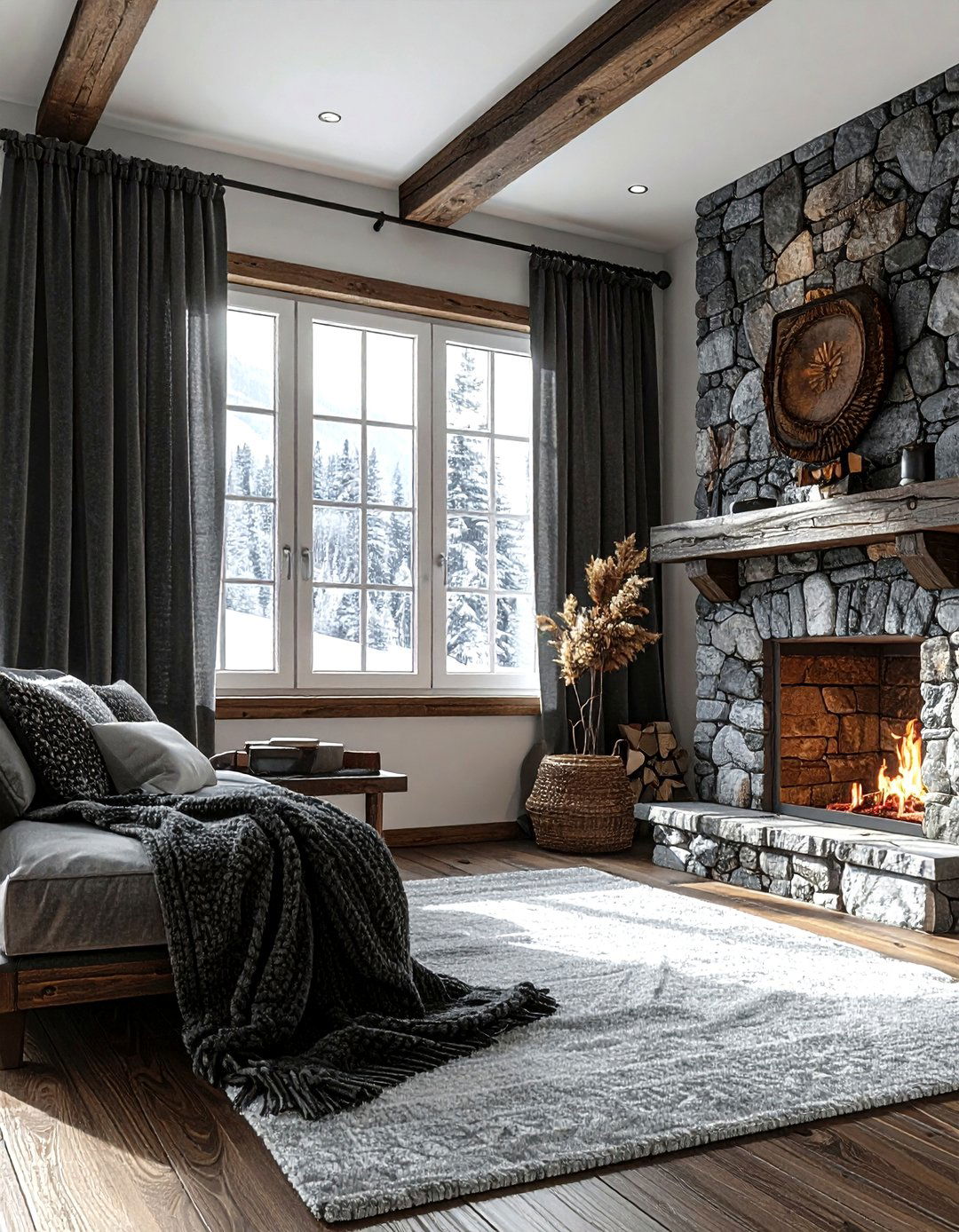 Charcoal Grey Wool Curtains - 30 bedroom curtain ideas