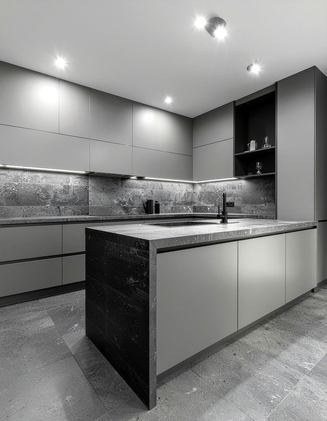 Charcoal Kitchen Tile - 30 moody kitchen ideas