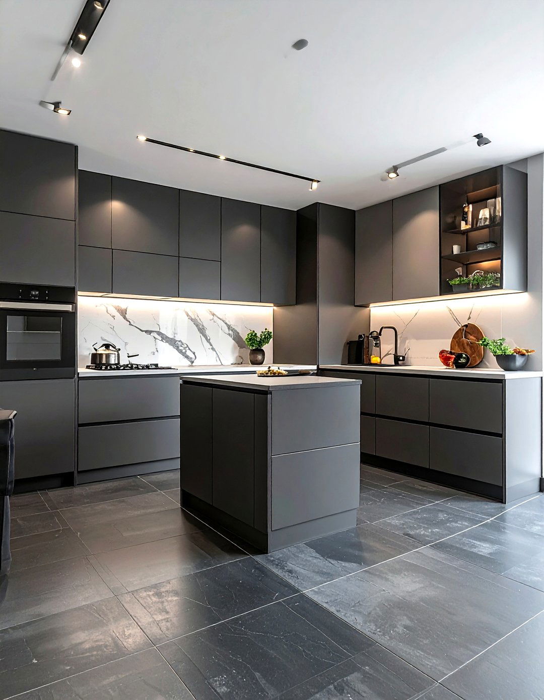 Charcoal Kitchen Tiles - 30 kitchen accent color ideas