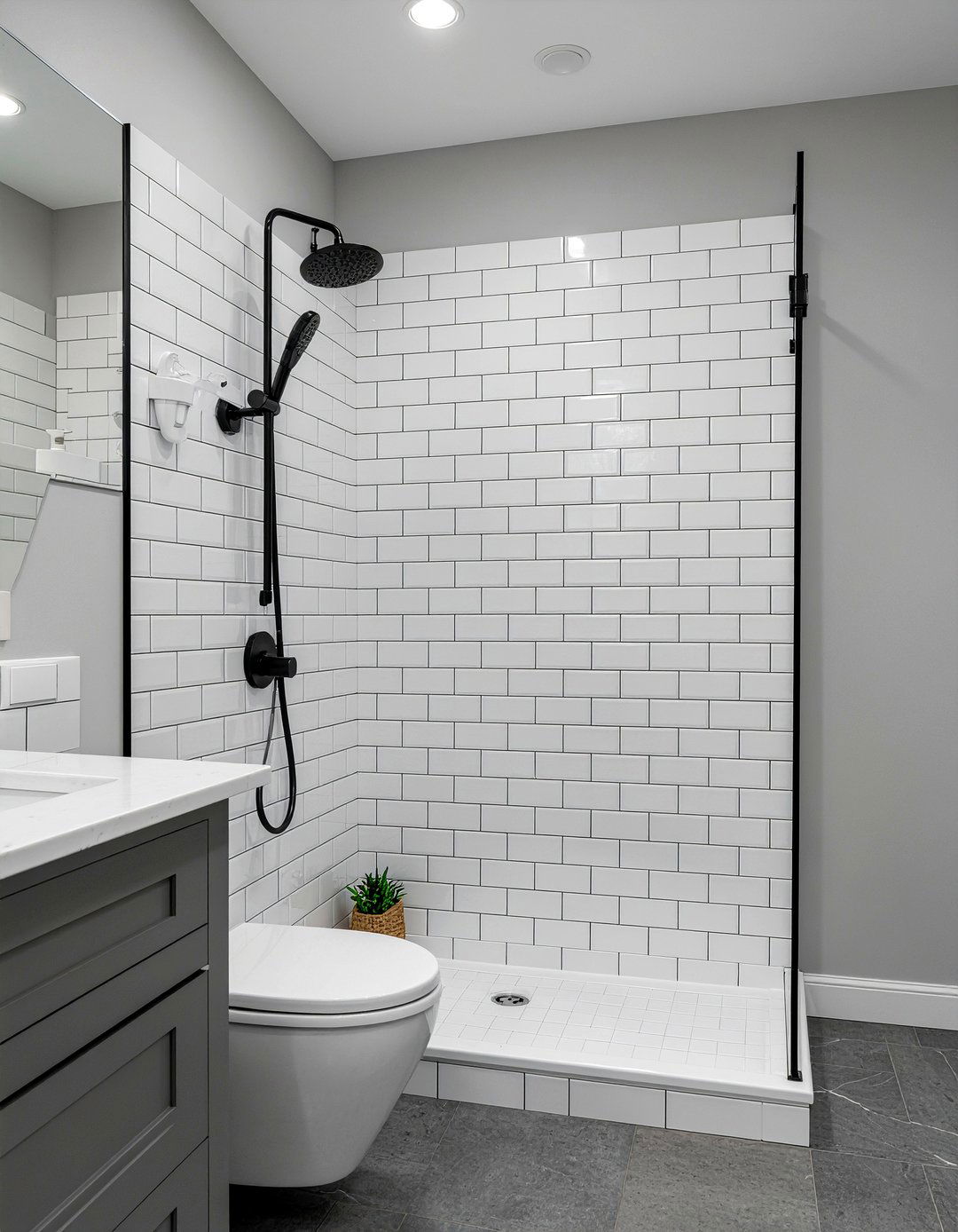 Charcoal Large Subway Tile Shower - 30 large subway tile bathroom ideas