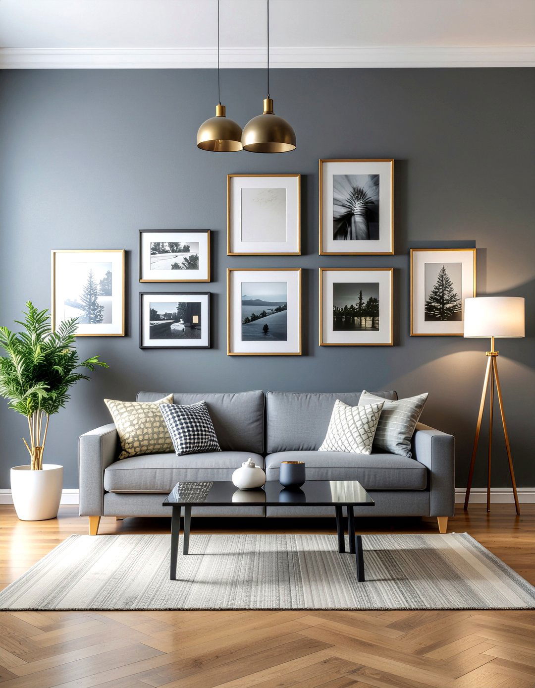 Charcoal Living Room Gallery Wall - 30 charcoal living room ideas