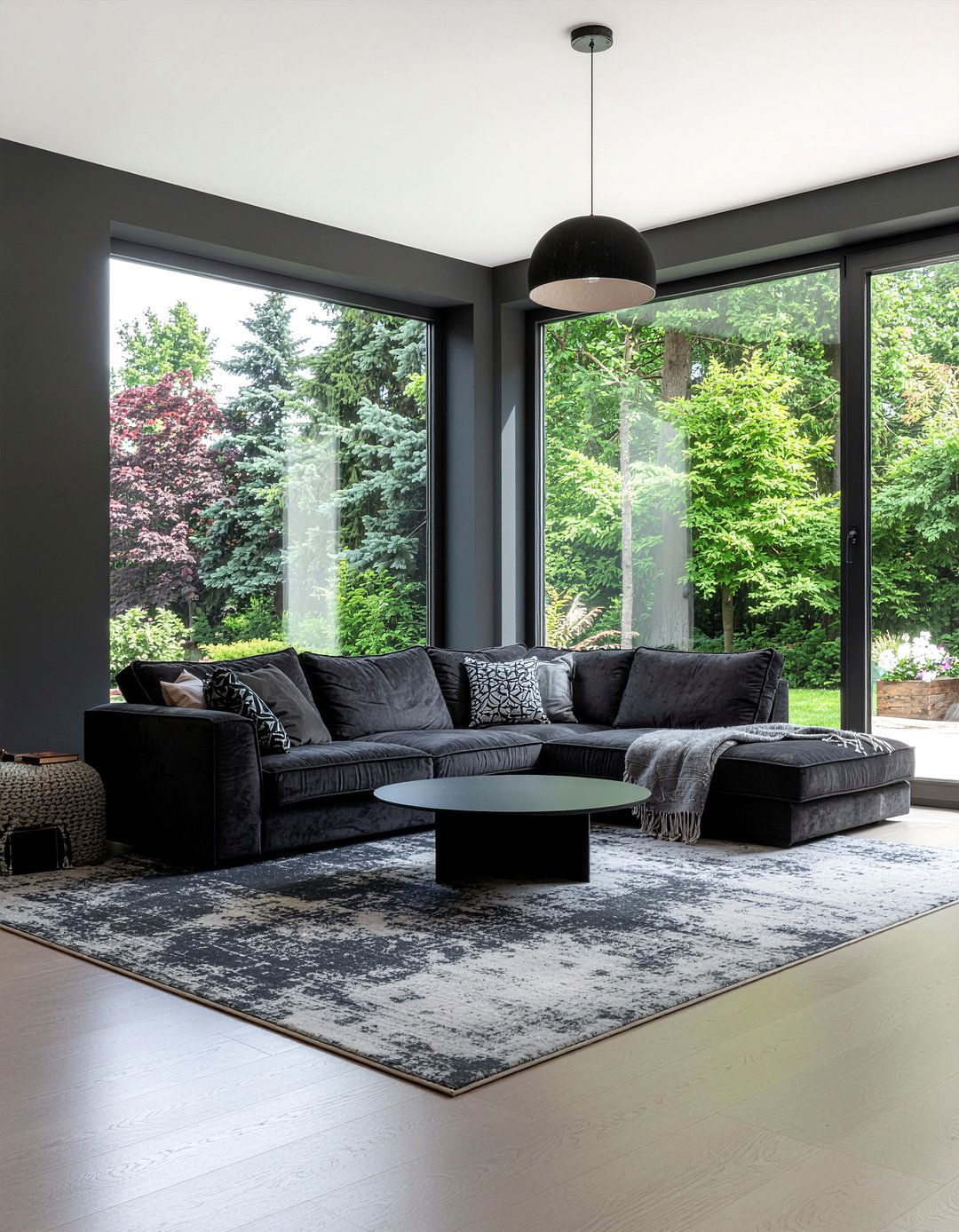Charcoal Living Room Large Windows - 30 charcoal living room ideas