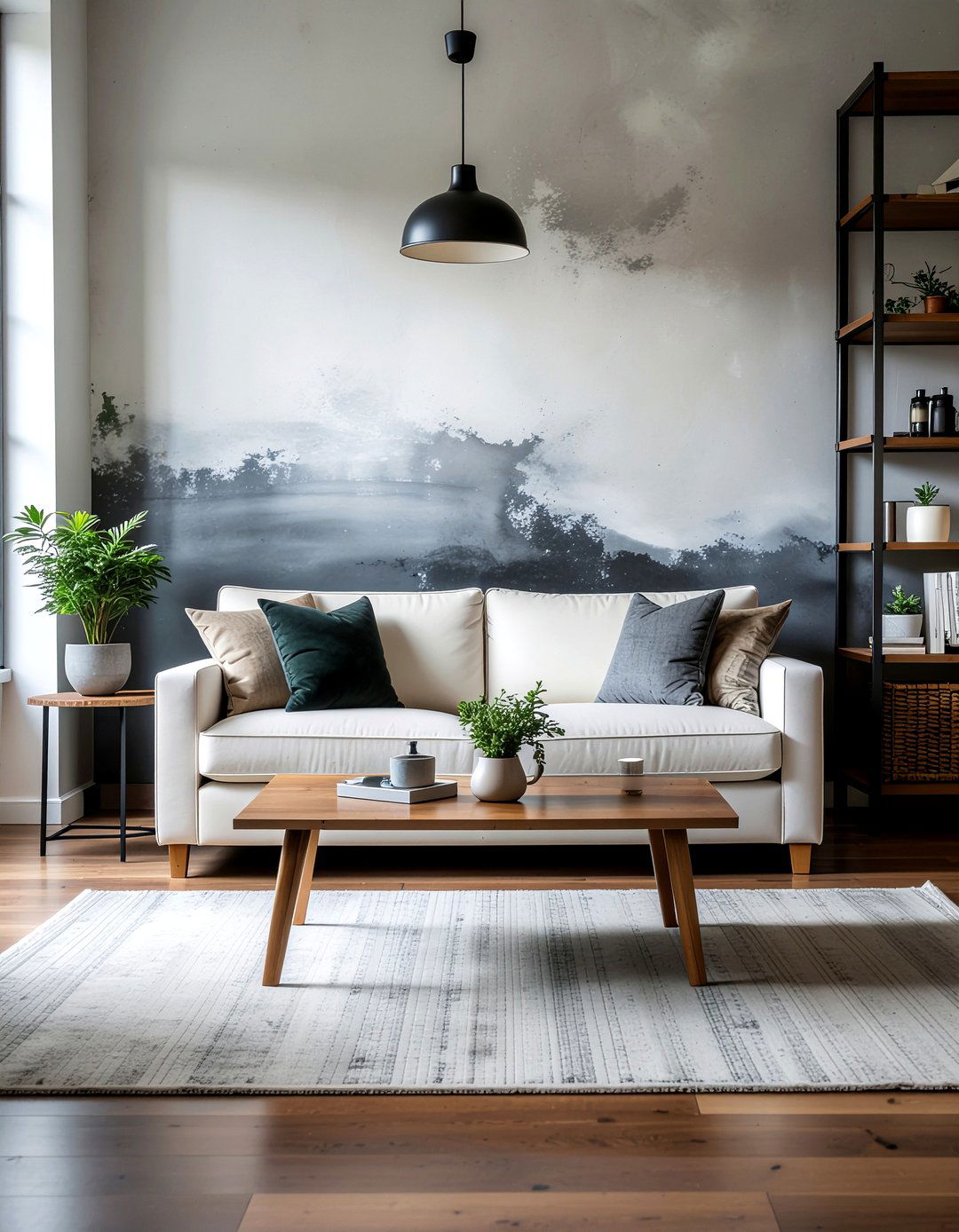 Charcoal Ombre Wall - 30 living room ombre wall ideas