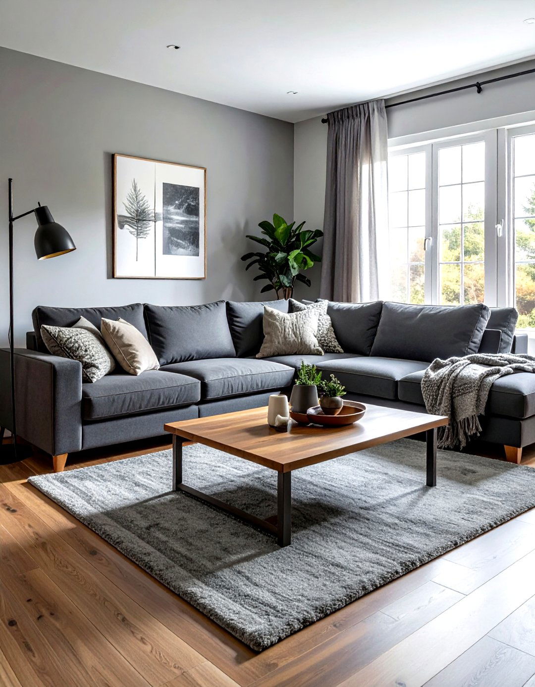 Charcoal Pet Friendly Sectional - 30 living room performance fabric sofa ideas