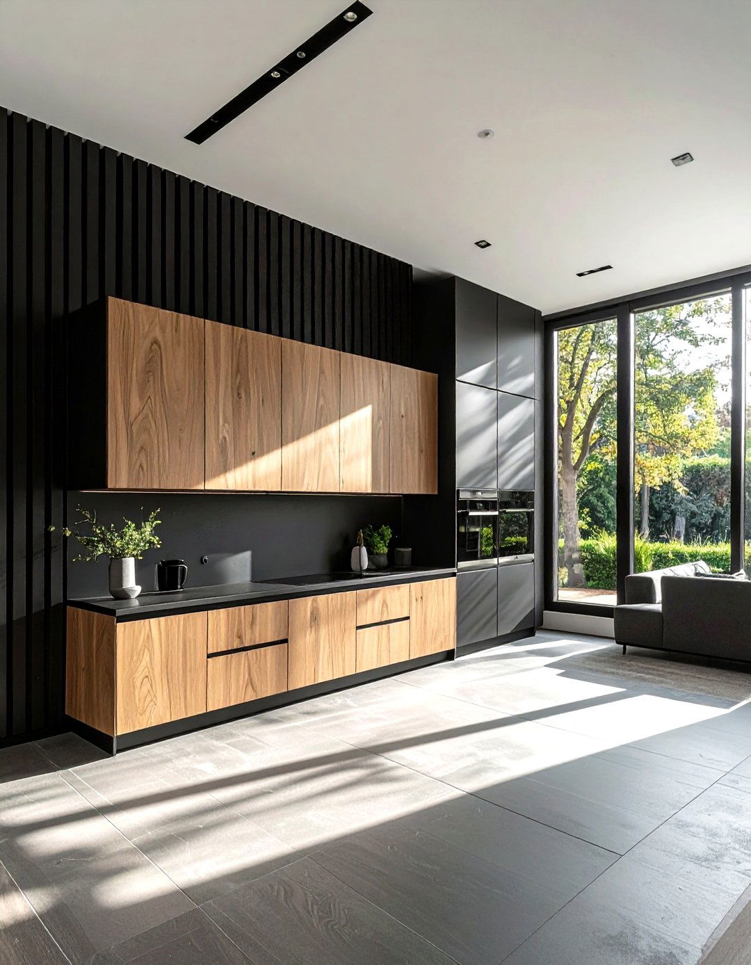 Charcoal Slat Wall - 30 kitchen paneling ideas