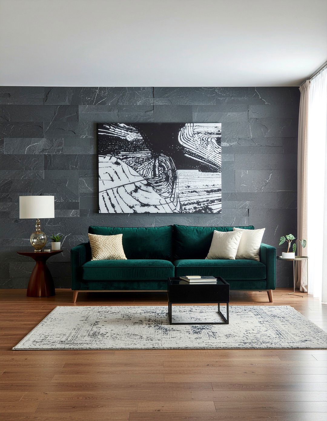 Charcoal Slate Paneling Living Room - 30 slate living room ideas