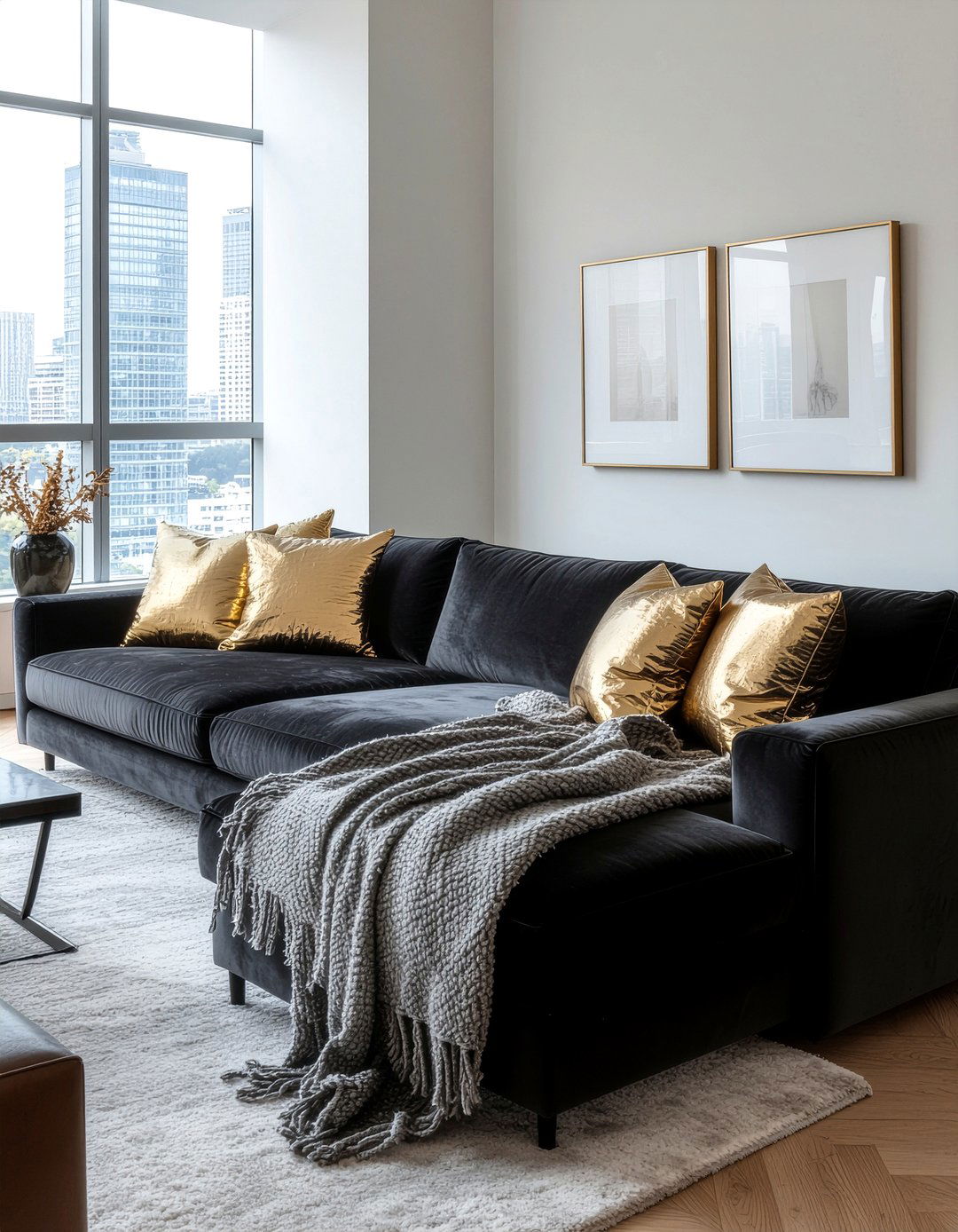 Charcoal Velvet Sofa - 30 charcoal living room ideas