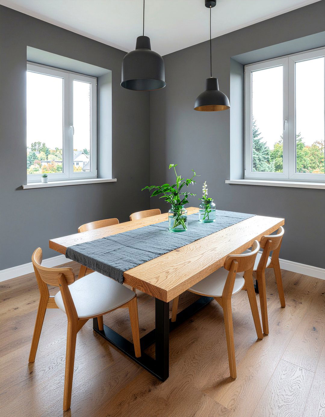 Charcoal Walls Light Wood Dining Table - 30 charcoal dining room ideas