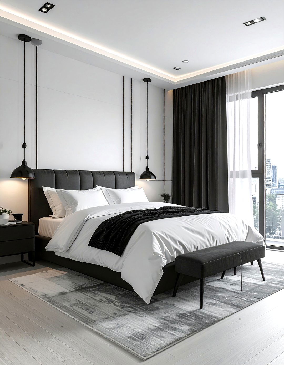 Charcoal White Bedroom With Black Accents - 30 charcoal and white bedroom ideas