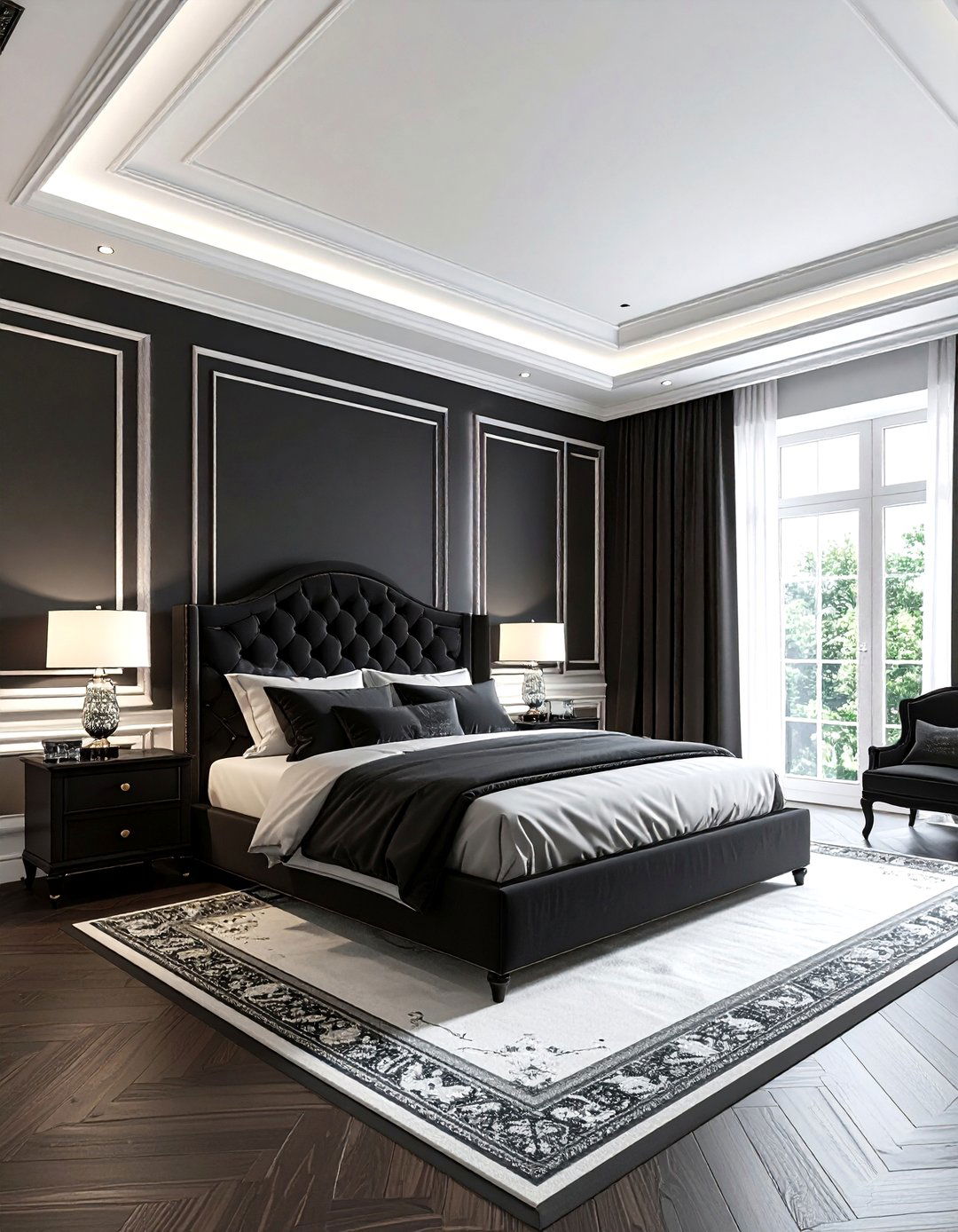 Charcoal White Bedroom With Crown Molding - 30 charcoal and white bedroom ideas
