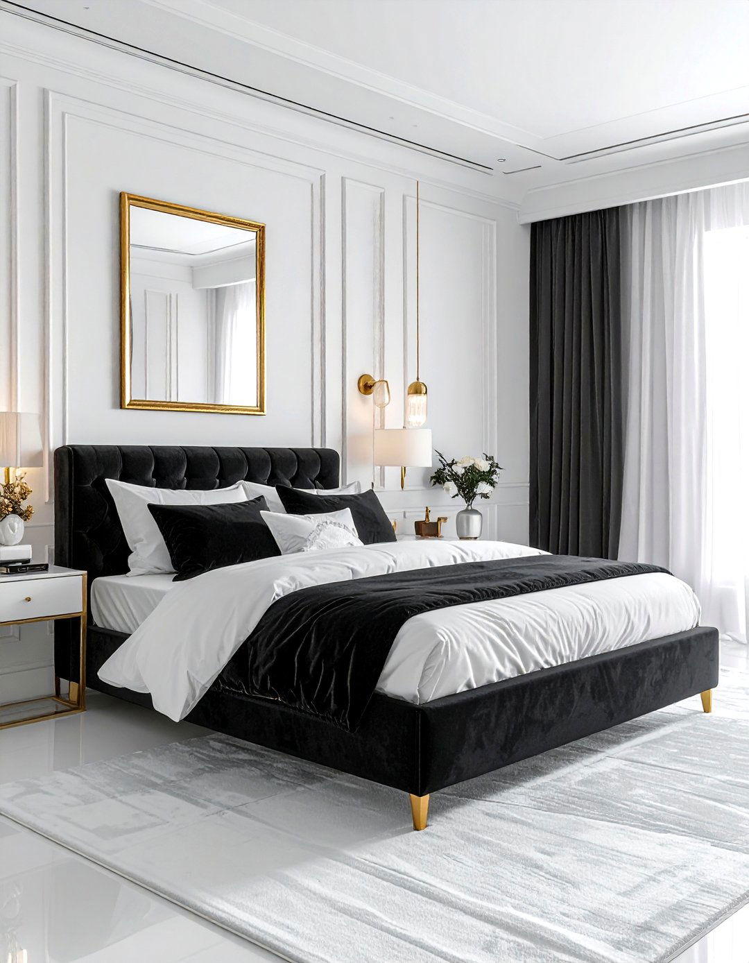 Charcoal White Bedroom With Gold Accents - 30 charcoal and white bedroom ideas