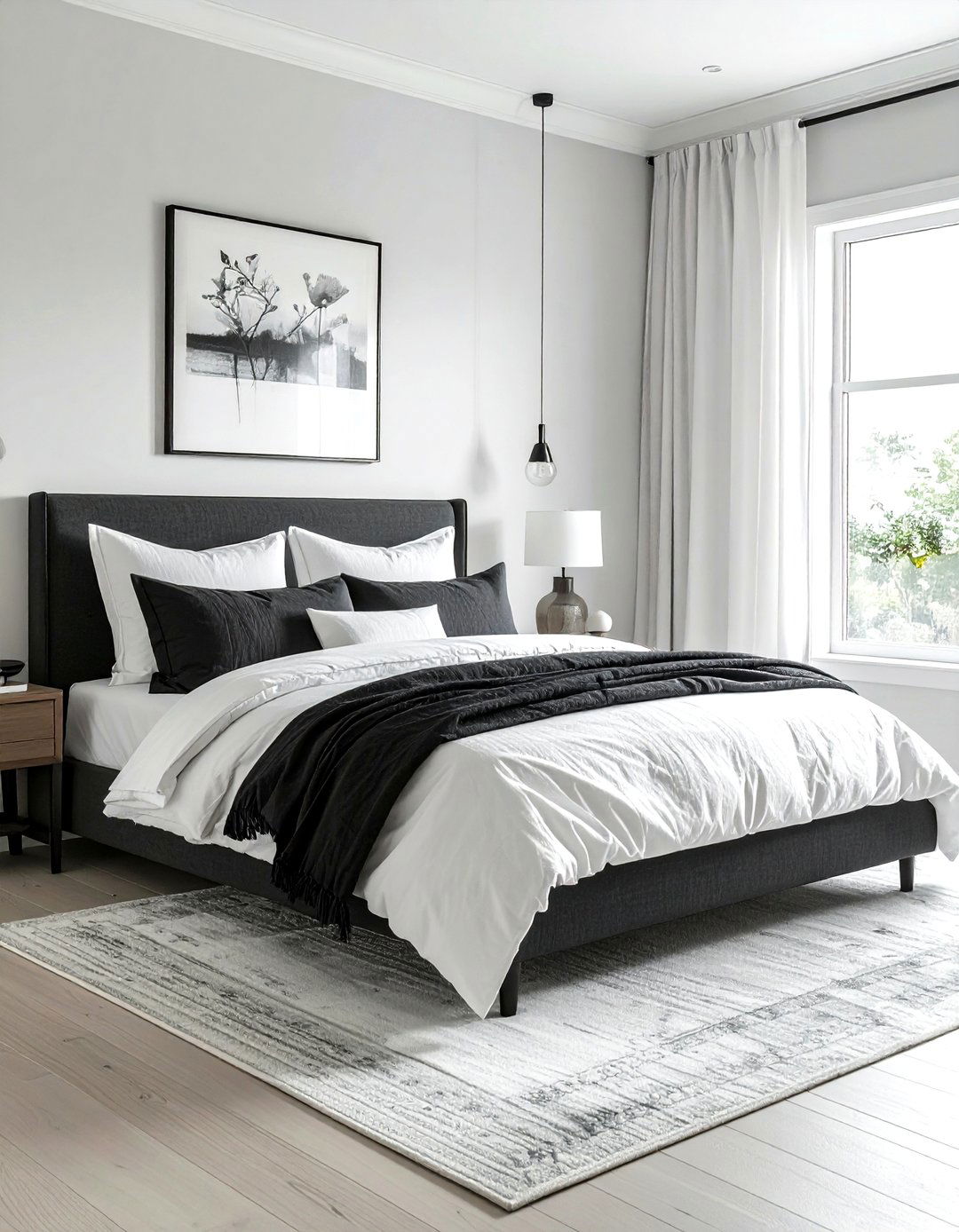 Charcoal White Bedroom With Linen Bedding - 30 charcoal and white bedroom ideas