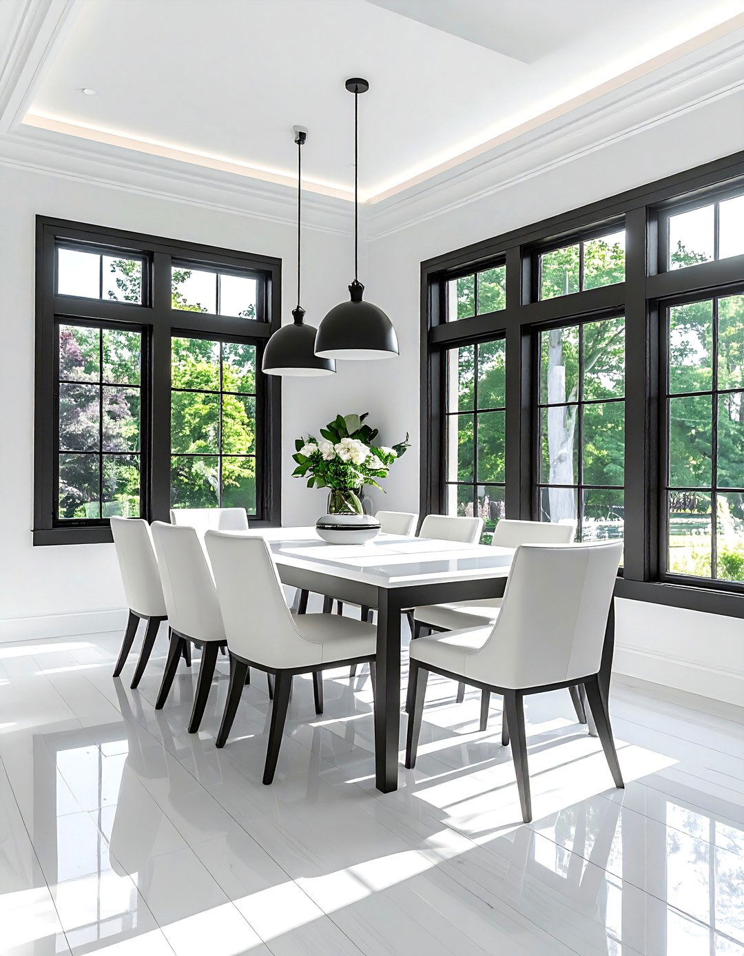 Charcoal Window Trim White Dining Room - 30 charcoal and white dining room ideas