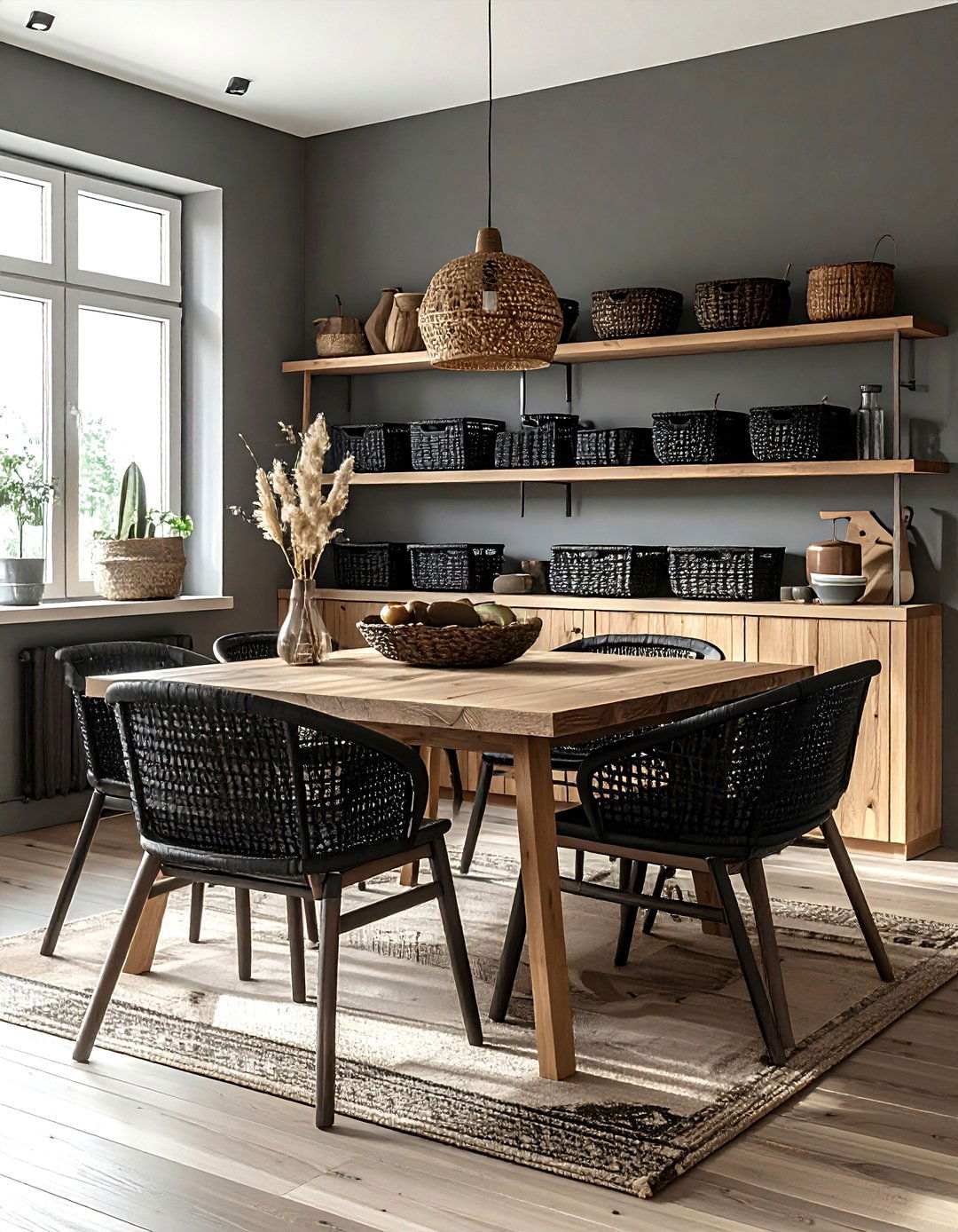 Charcoal Woven Basket - 30 grey dining room accessories ideas