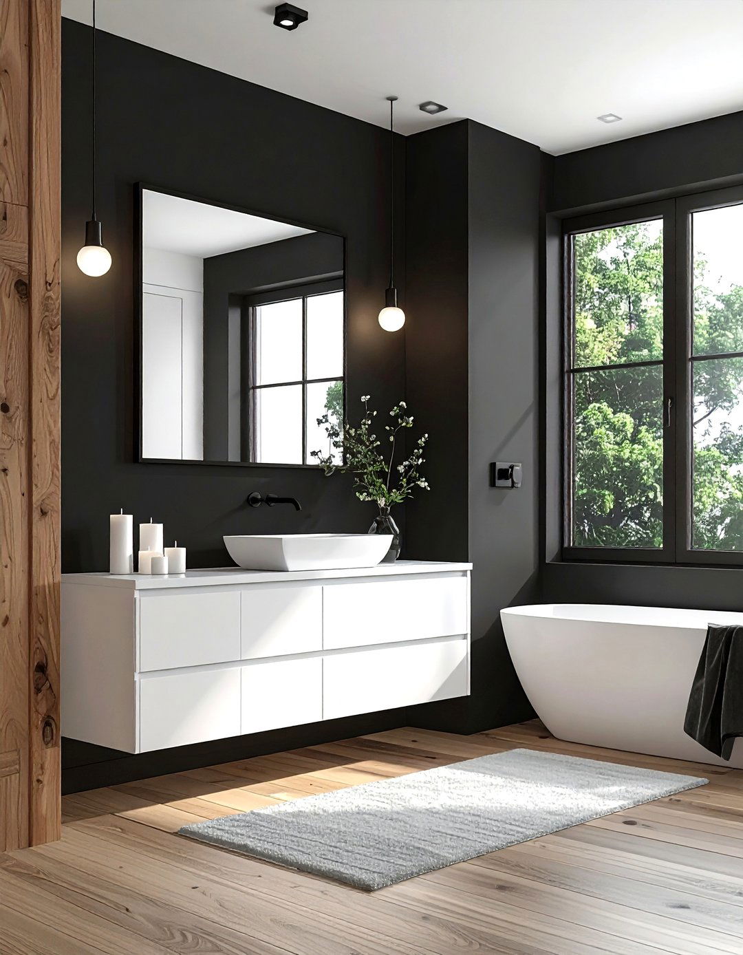 Charcoal accent wall bathroom - 30 charcoal and white bathroom ideas