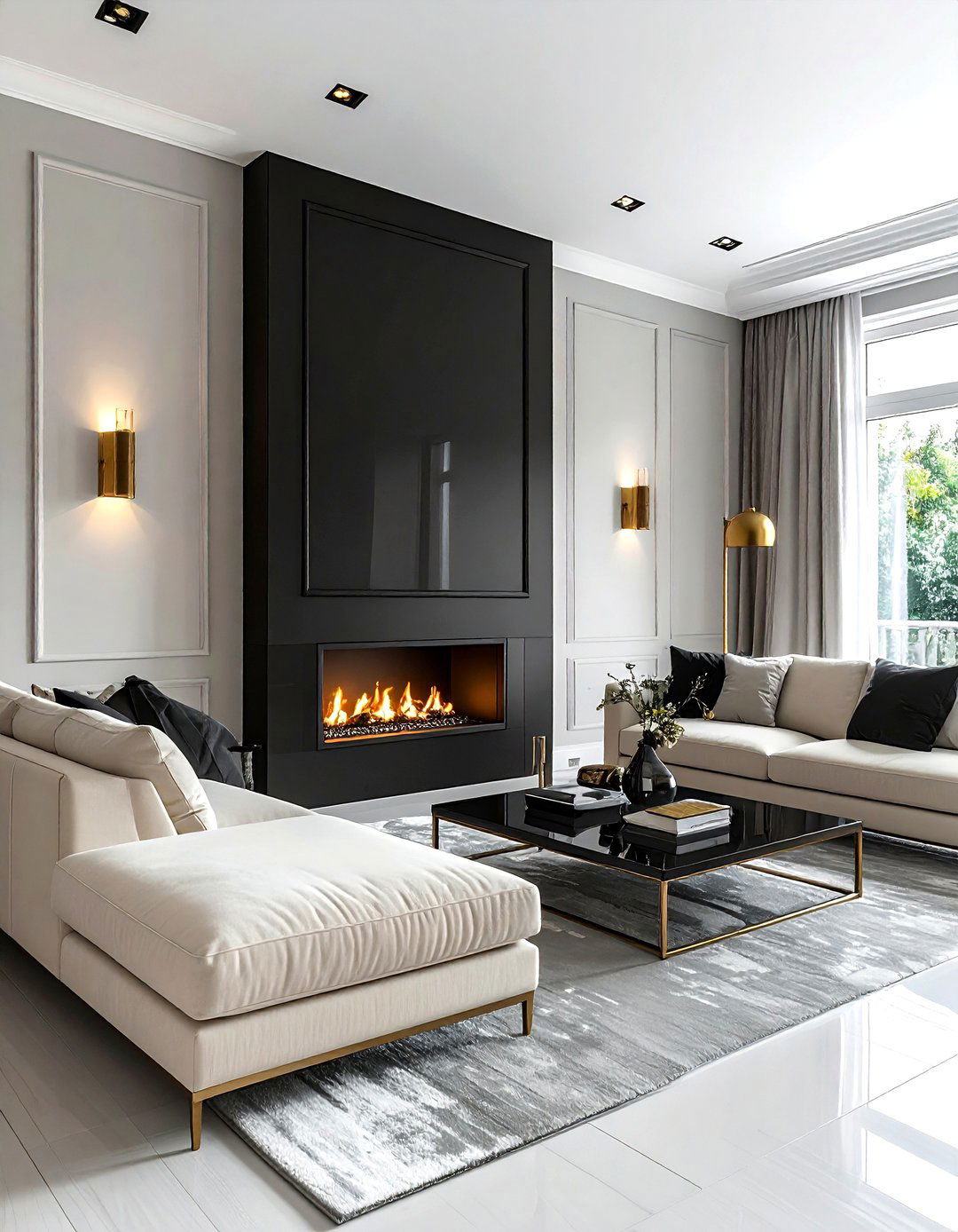 Charcoal accent wall living room - 30 gray living room decor ideas