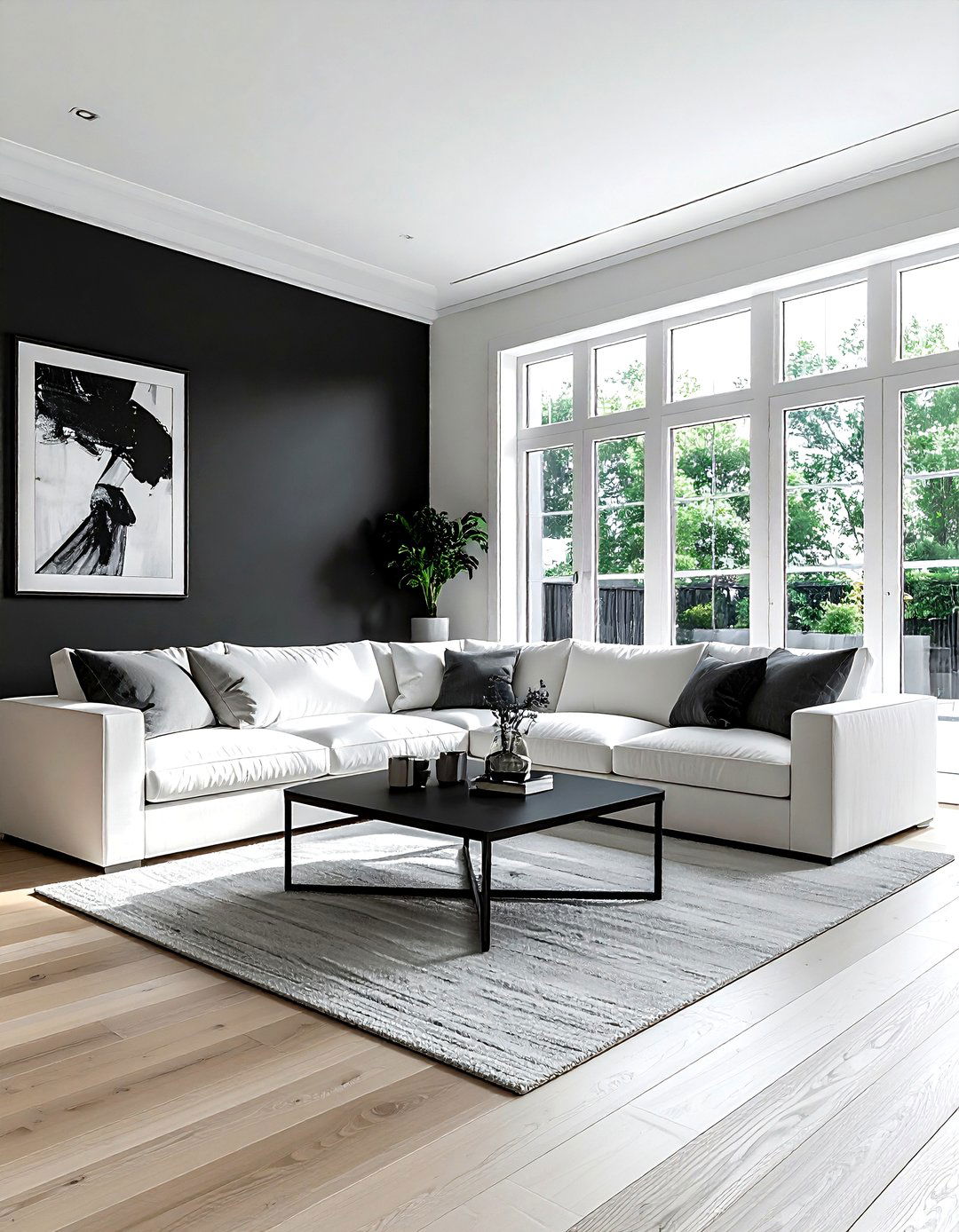 Charcoal accent wall living room - 30 charcoal and white living room ideas