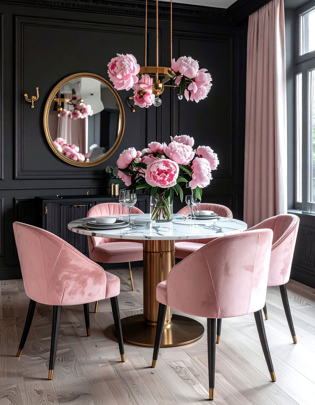 Charcoal and Blush Dining Room - 30 charcoal dining room color schemes