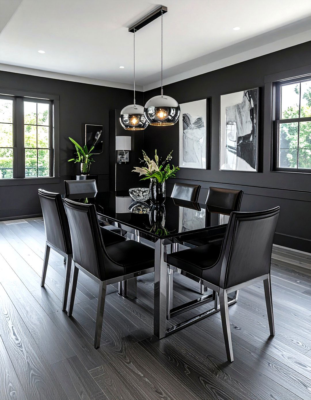 Charcoal and Chrome Dining Room - 30 charcoal dining room color schemes