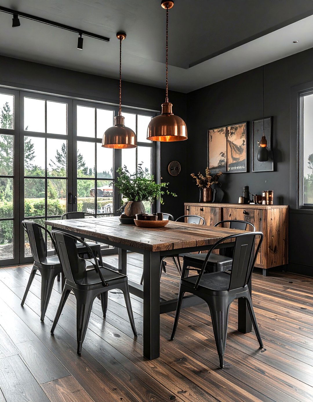 Charcoal and Copper Dining Room - 30 charcoal dining room color schemes