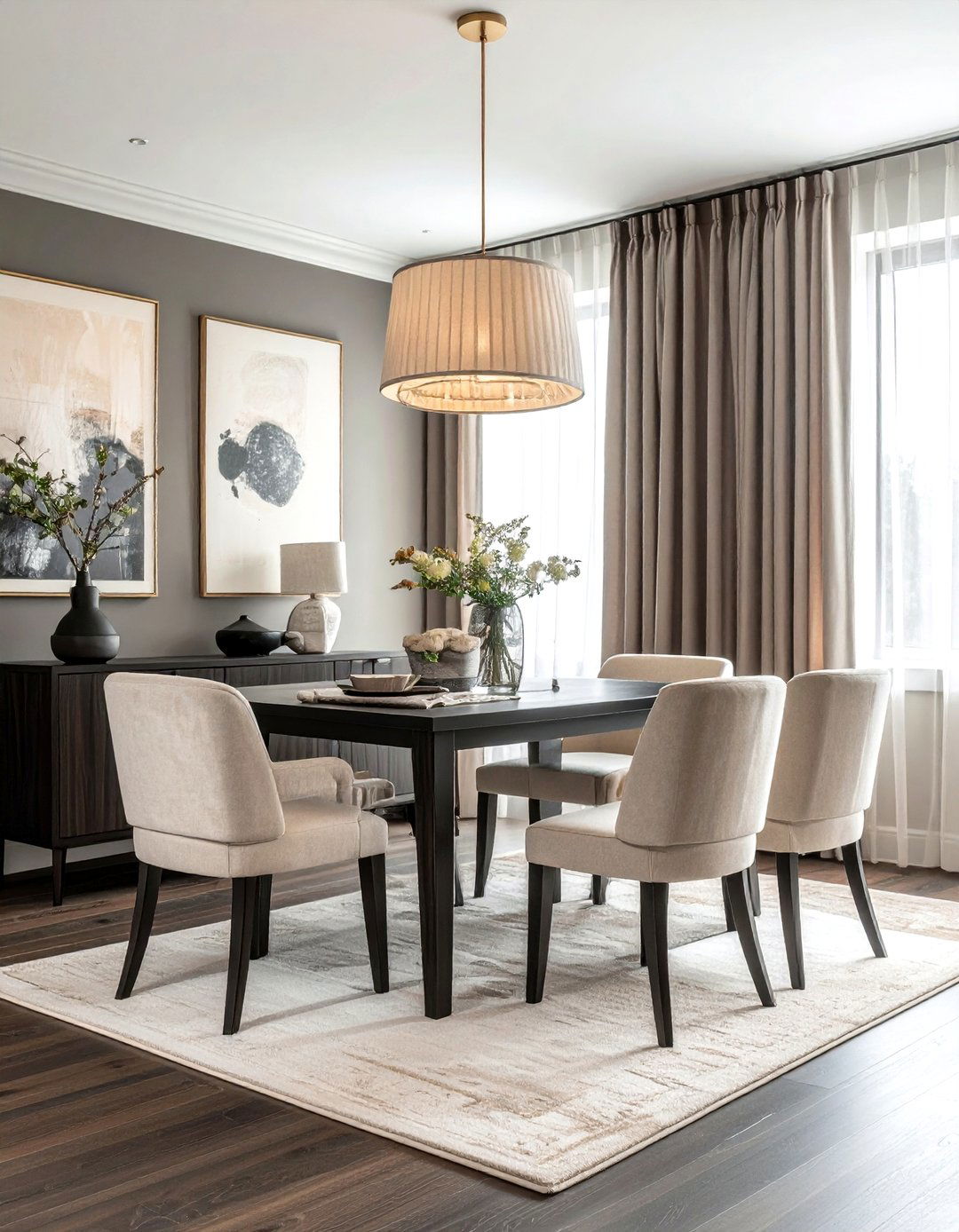 Charcoal and Cream Dining Room - 30 charcoal dining room color schemes