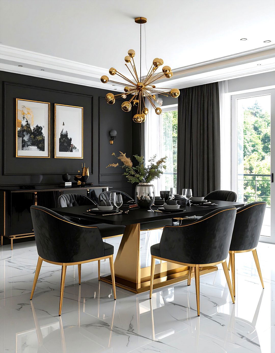 Charcoal and Gold Dining Room - 30 charcoal dining room color schemes