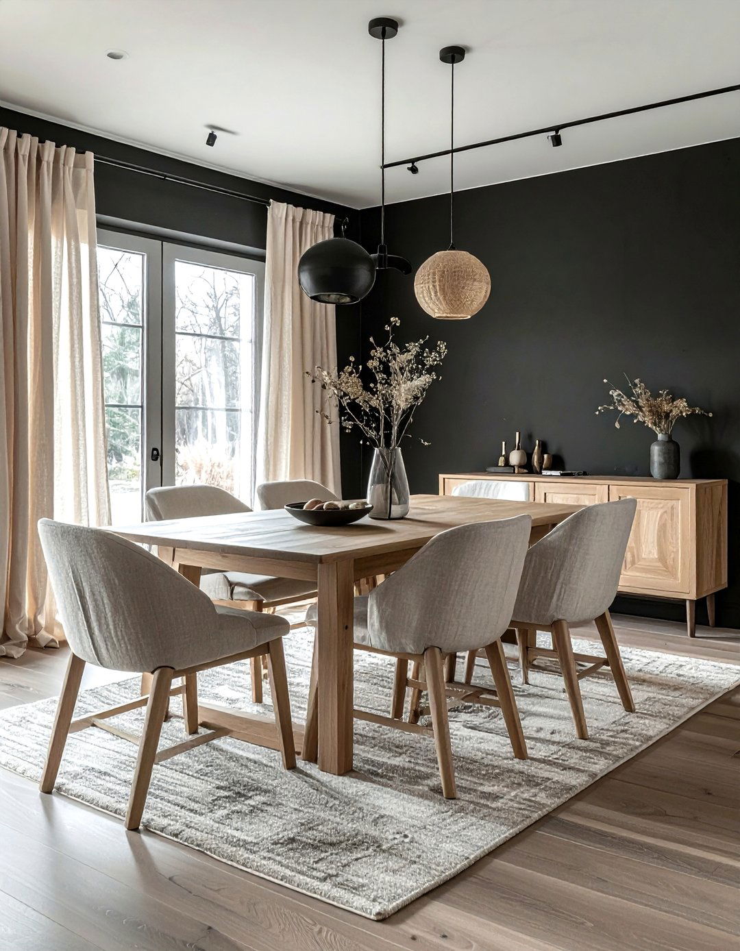 Charcoal and Linen Dining Room - 30 charcoal dining room color schemes