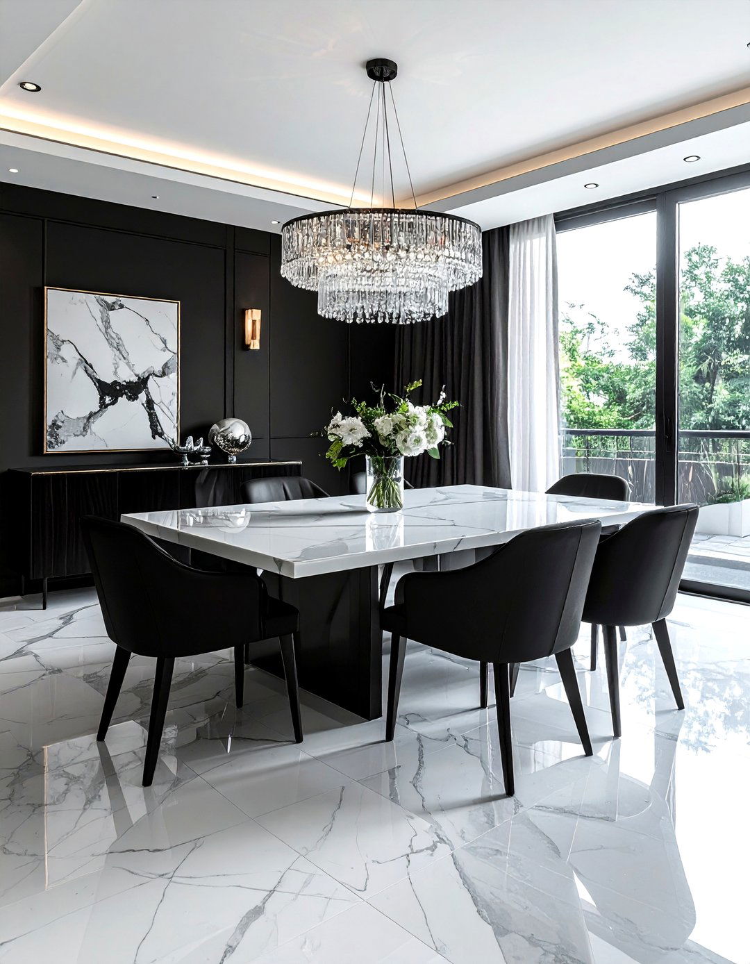 Charcoal and Marble Dining Room - 30 charcoal dining room color schemes