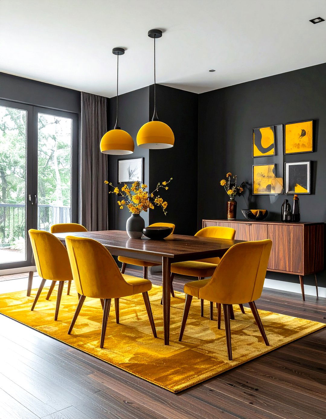Charcoal and Mustard Dining Room - 30 charcoal dining room color schemes
