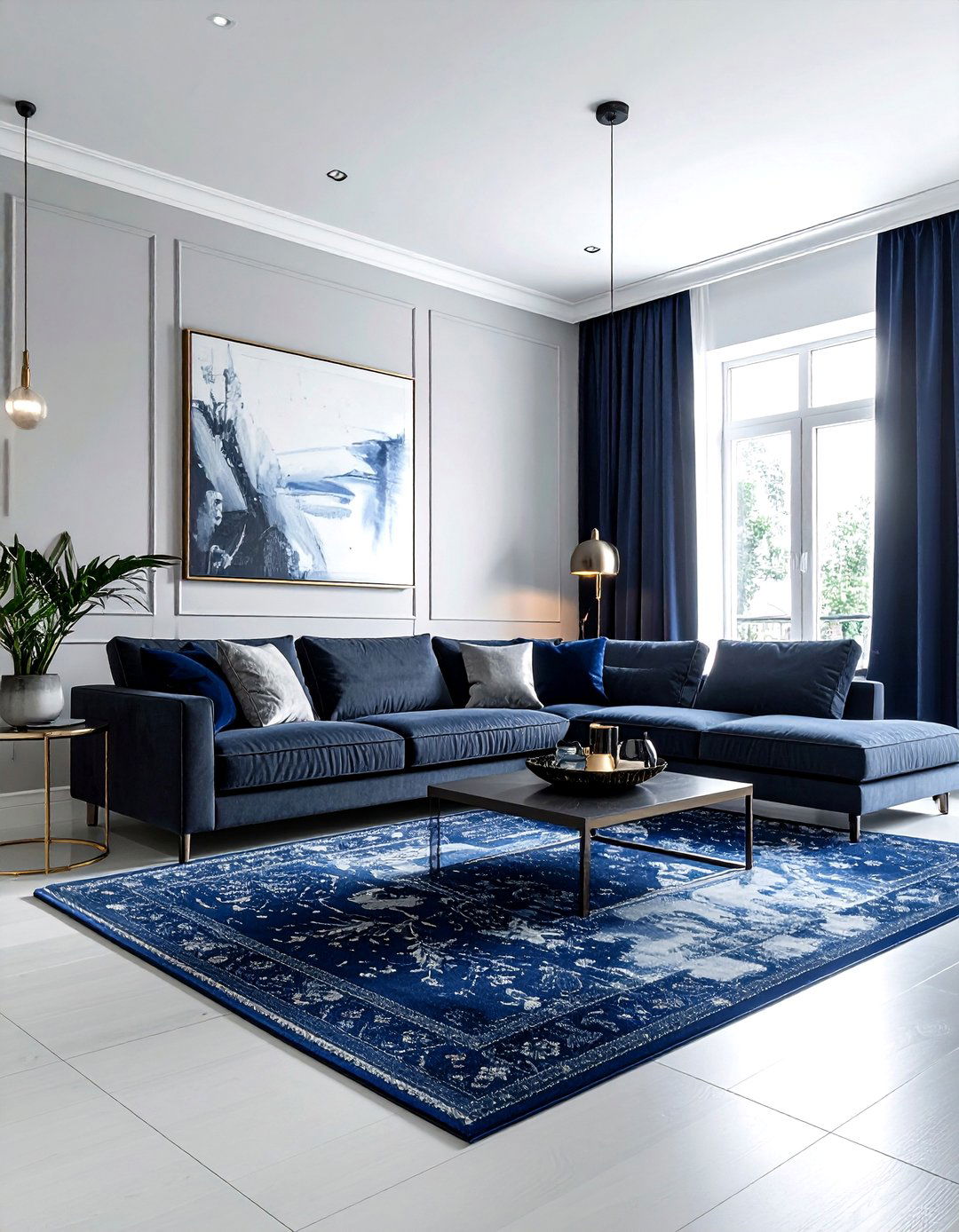 Charcoal and Navy Blue Living Room - 30 charcoal living room color schemes
