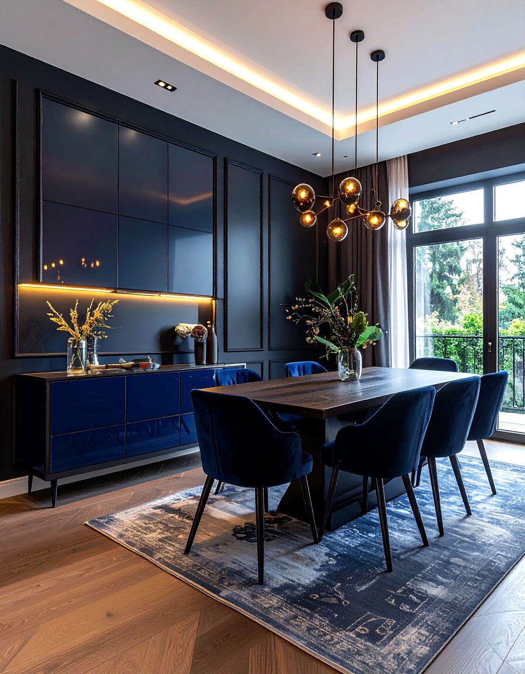 Charcoal and Navy Dining Room - 30 charcoal dining room color schemes