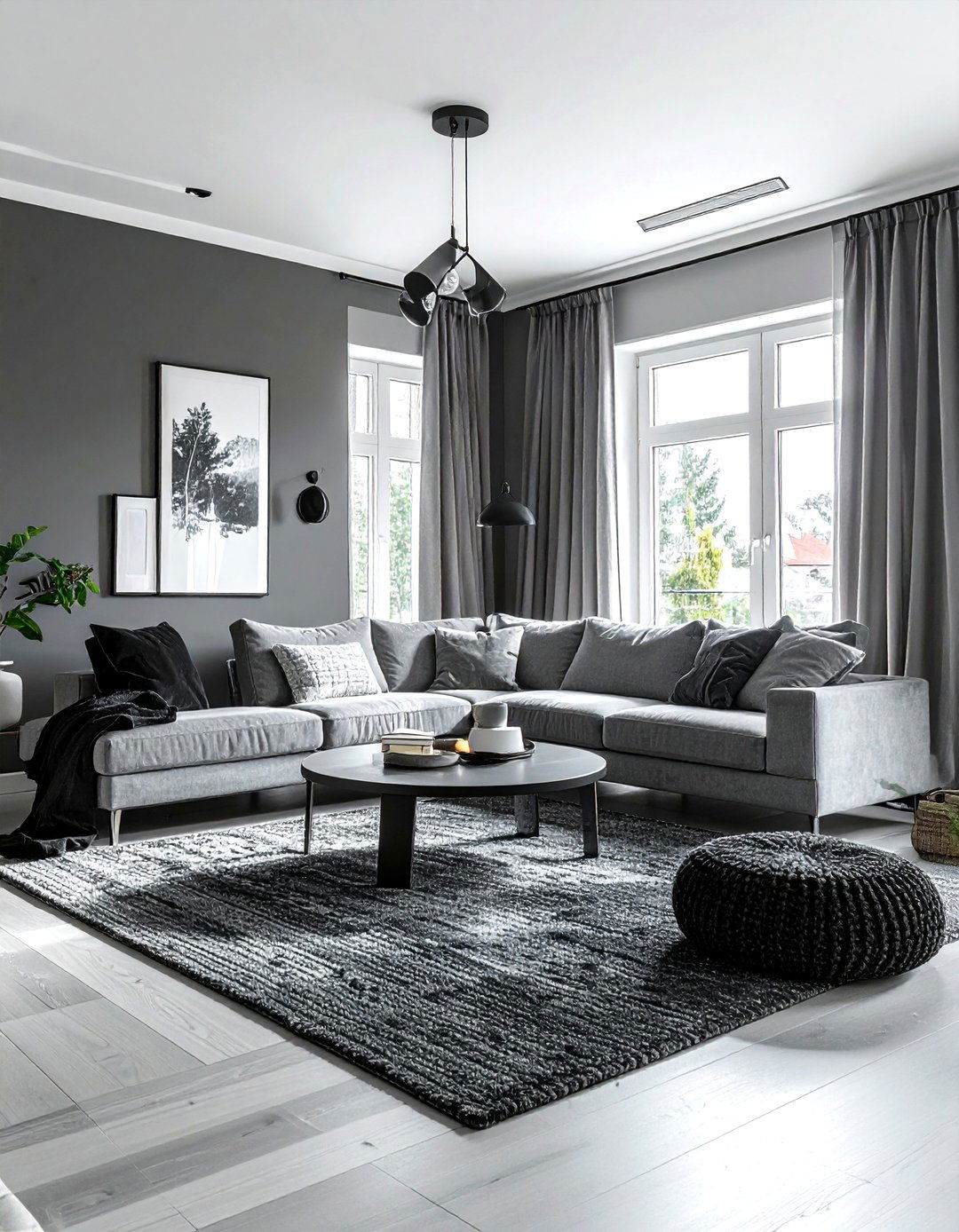 Charcoal and Pale Grey Living Room - 30 charcoal living room color schemes