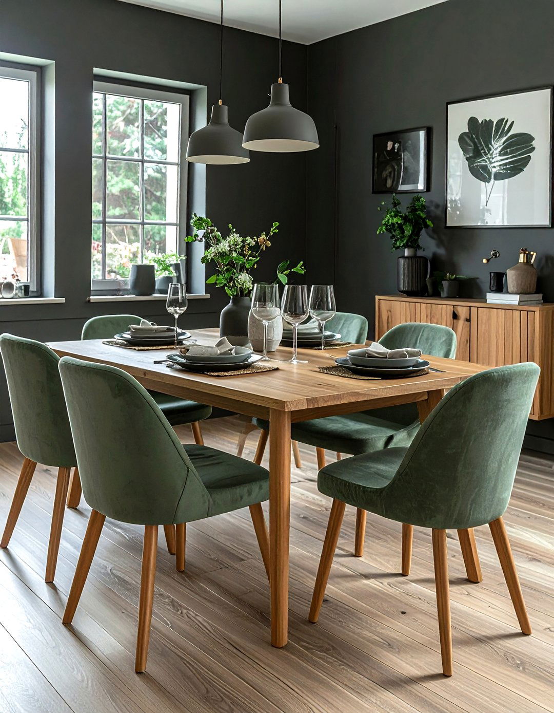Charcoal and Sage Dining Room - 30 charcoal dining room color schemes
