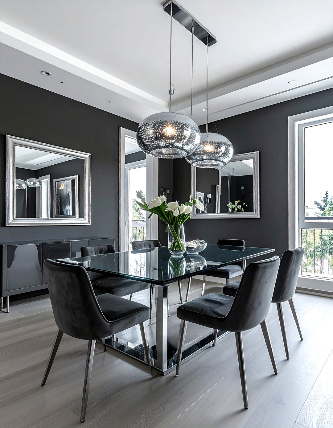 Charcoal and Silver Dining Room - 30 charcoal dining room color schemes