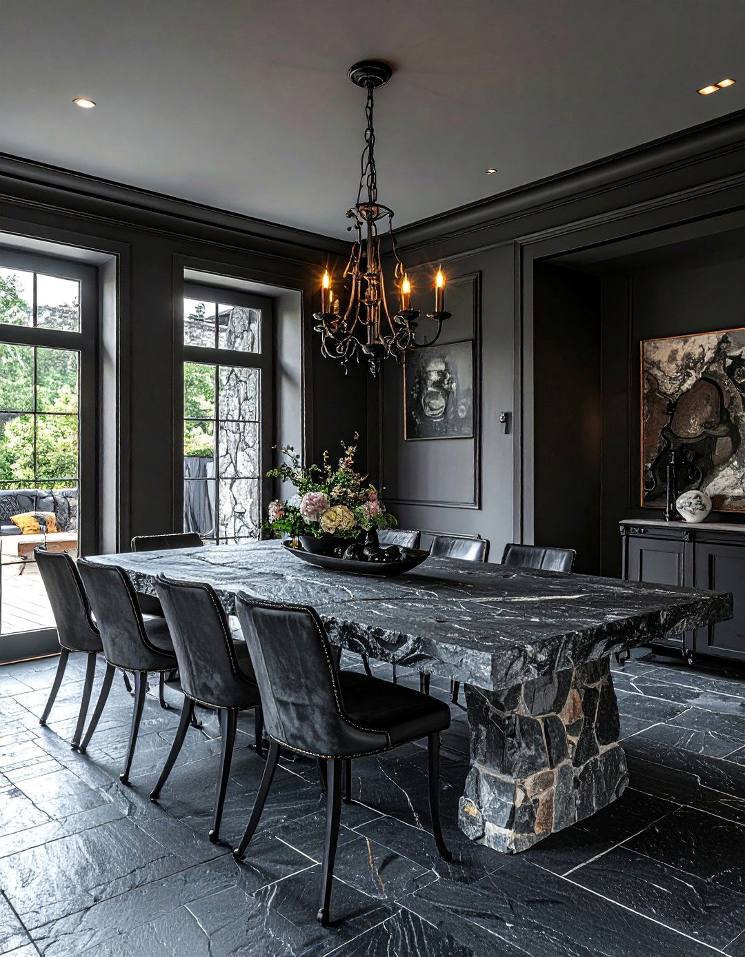 Charcoal and Stone Dining Room - 30 charcoal dining room color schemes