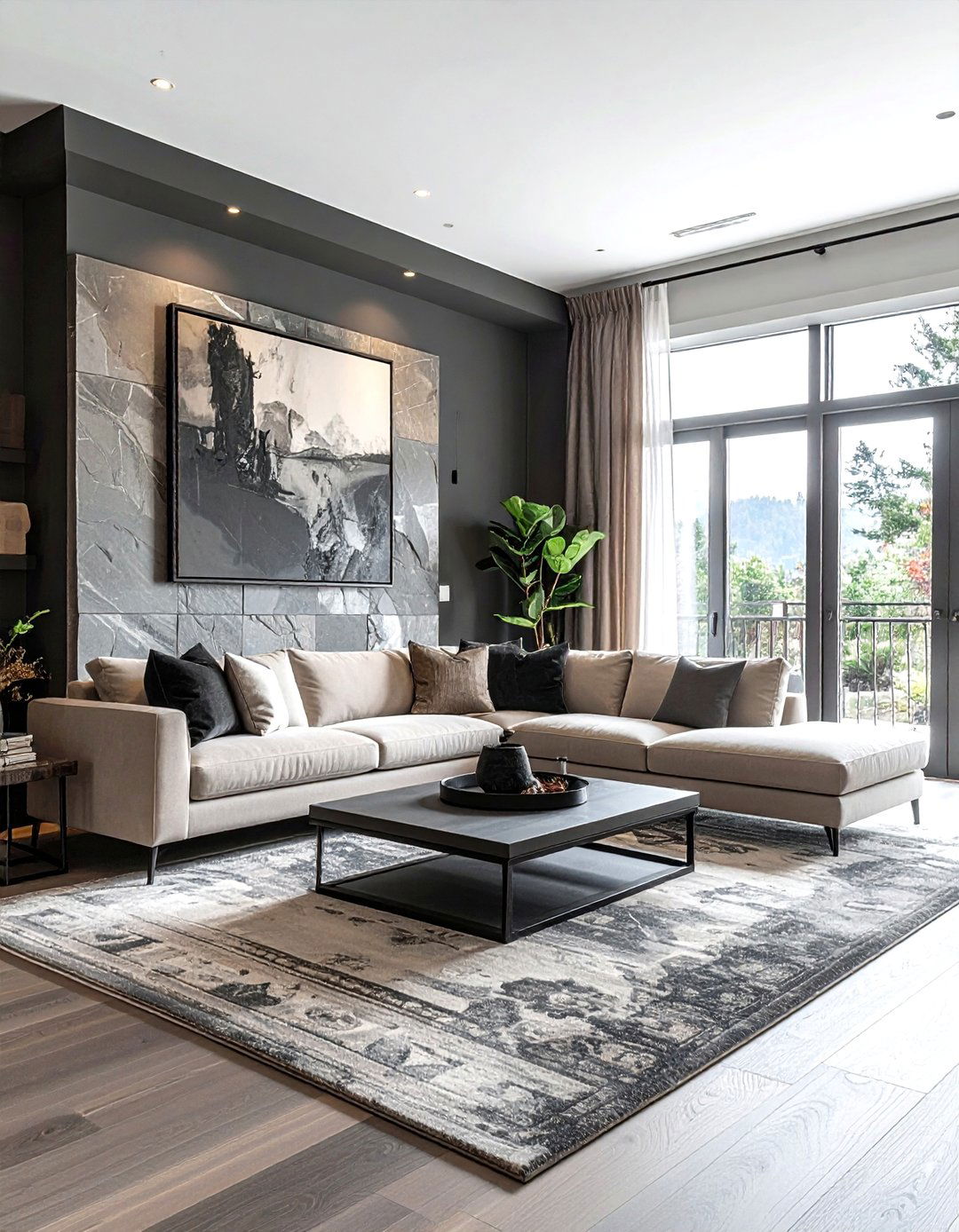 Charcoal and Taupe Living Room - 30 charcoal living room color schemes